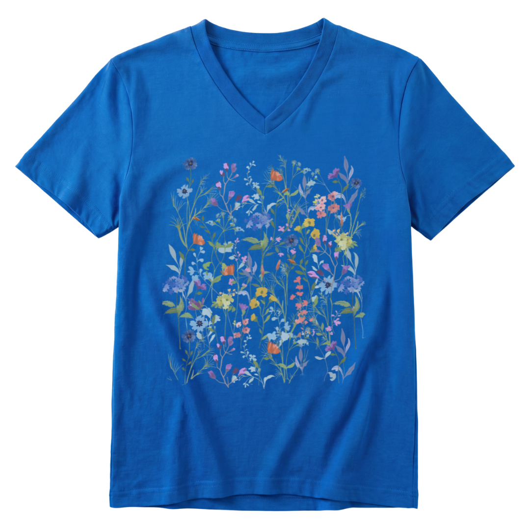Floral Medley - Short Sleeve V-Neck Tee
