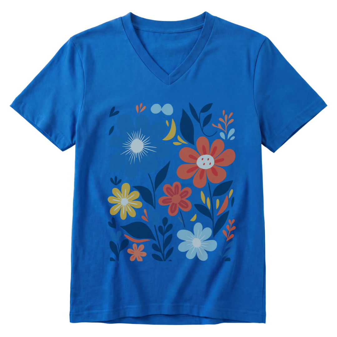 Floral Riot - Short Sleeve V-Neck Tee