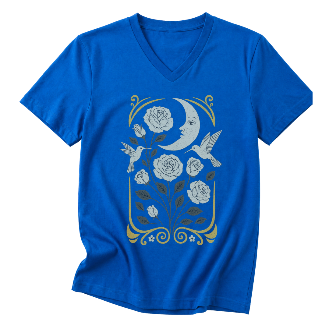 Moonlight Floral - Short Sleeve V Neck
