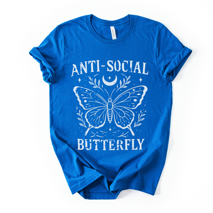 Anti - Social Butterfly - Bella Canvas Straight Cut Tee - UK Stocked