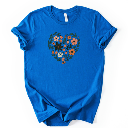 Flower Heart - Bella Canvas Super Soft Straight Cut T shirt