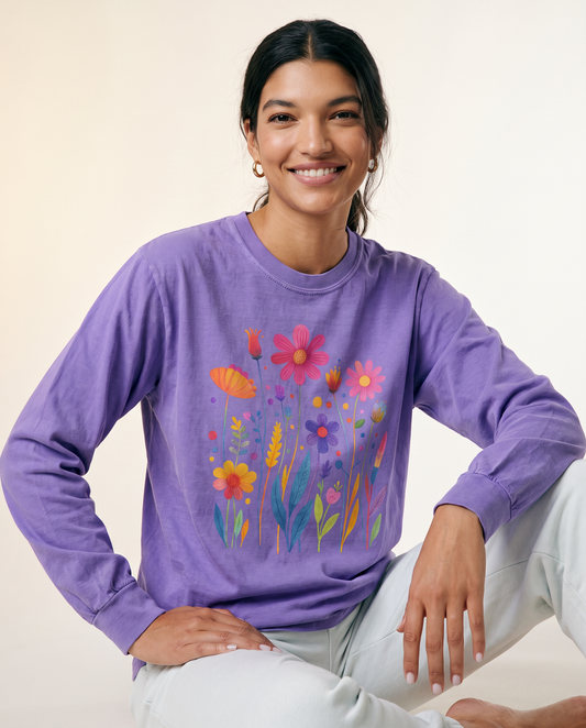 Vibrant Wildflower - Comfort Colors Long Sleeve Premium T Shirt