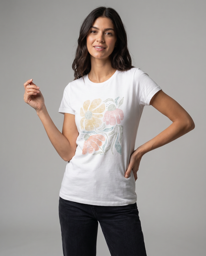 Faded Funky Floral Print - Women's Softstyle Tee