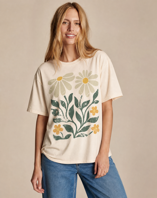 Vintage Distressed Floral -  Comfort Colors Relaxed Fit Premium T Shirt