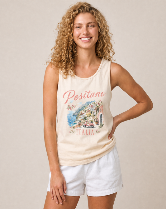 Vintage Positano Painting - Comfort Colors Premium Tank Top