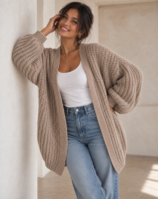 Vintage Puff Sleeve Knit Cardigan Sweater