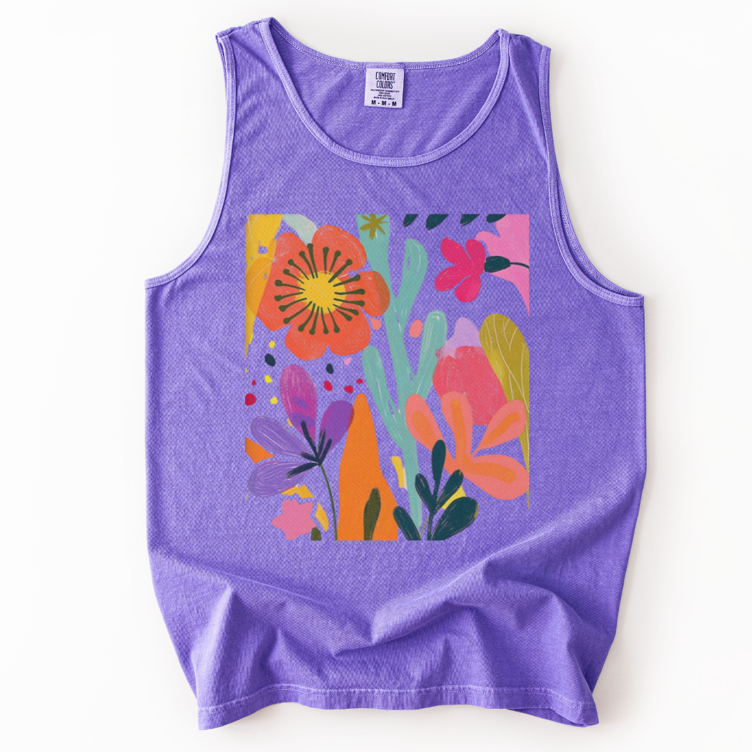 Modern Art Flower Print - Comfort Colors Premium Tank Top