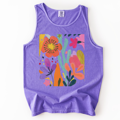 Modern Art Flower Print - Comfort Colors Premium Tank Top