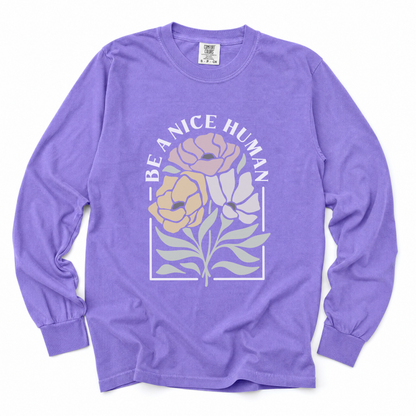 Be A Nice Human - Comfort Colors Premium Long Sleeve T Shirt
