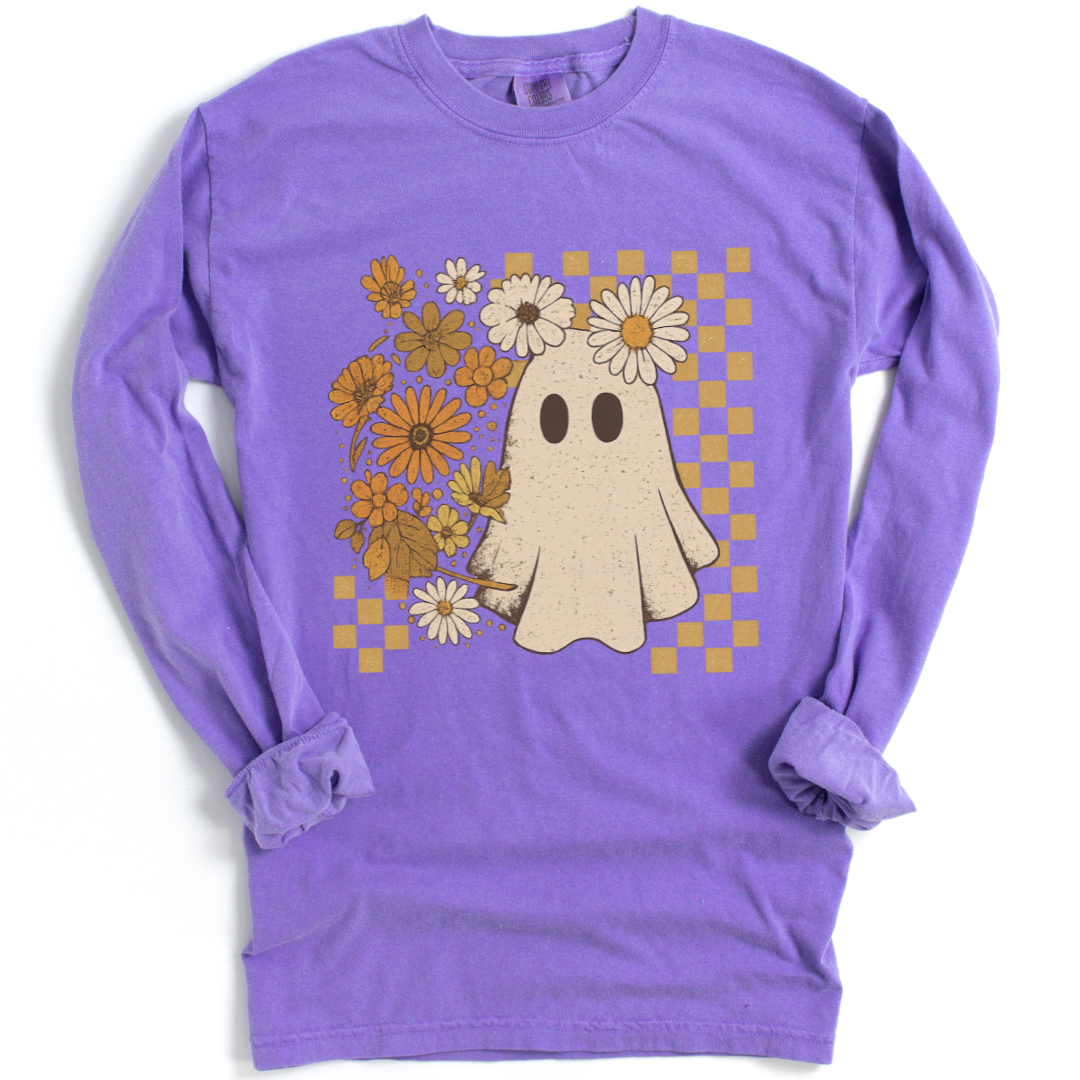 Floral Ghost - Comfort Colors Premium Long Sleeve T Shirt