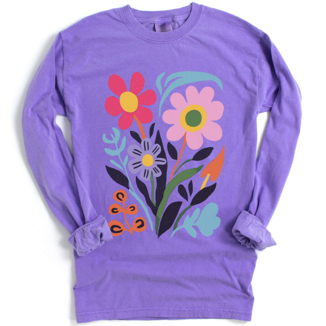 Vivid Floral - Comfort Colors Premium Long Sleeve T Shirt