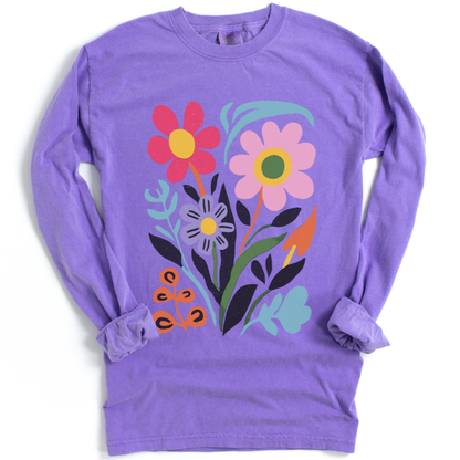 Vivid Floral - Comfort Colors Premium Long Sleeve T Shirt