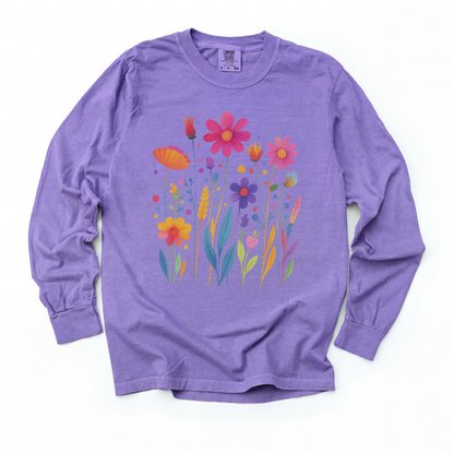 Vibrant Wildflower - Comfort Colors Long Sleeve Premium T Shirt