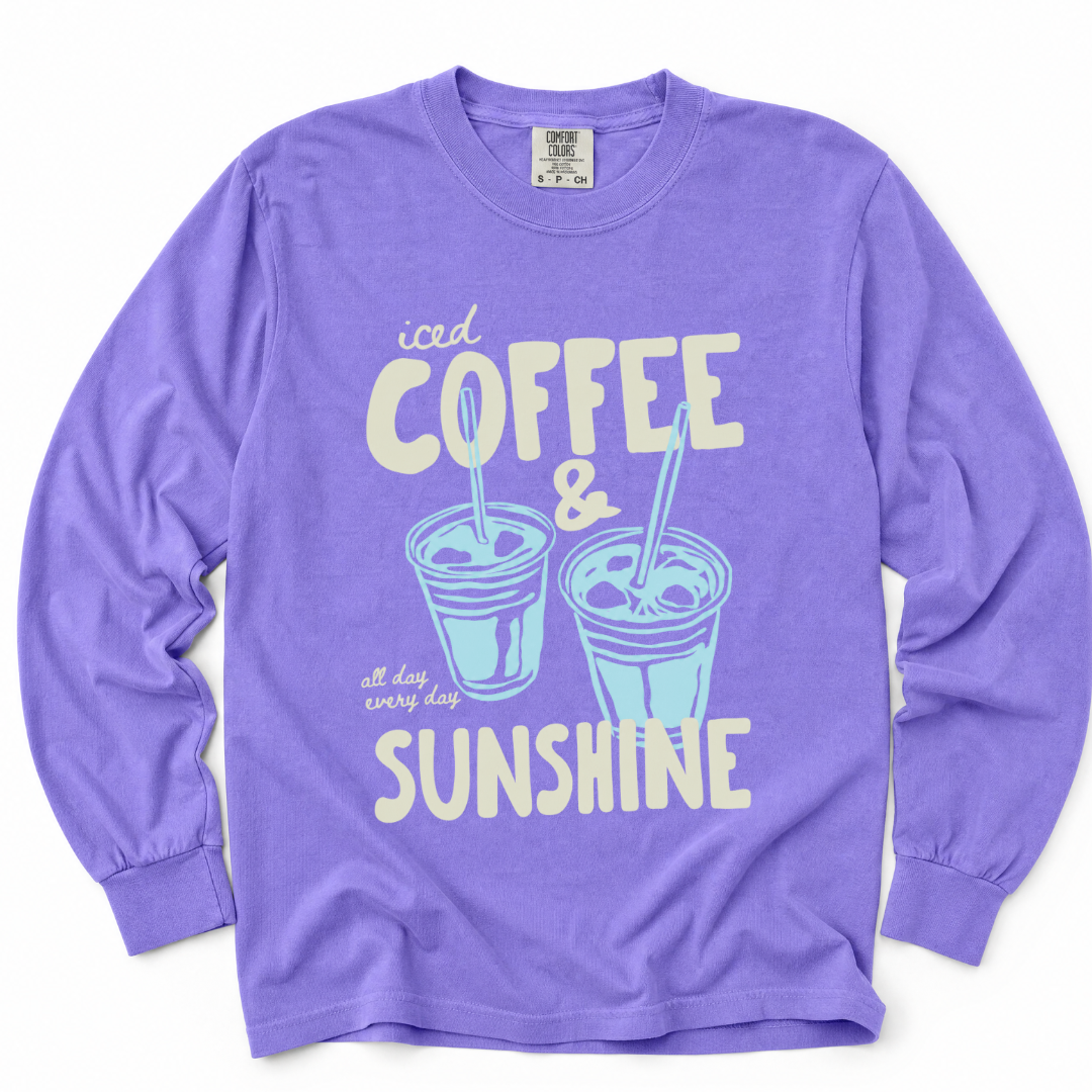 Iced Coffee & Sunshine - Comfort Colors Long Sleeve Premium T Shirt