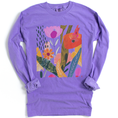 Modern Art Plant Print - Comfort Colors Premium Long Sleeve T Shirt