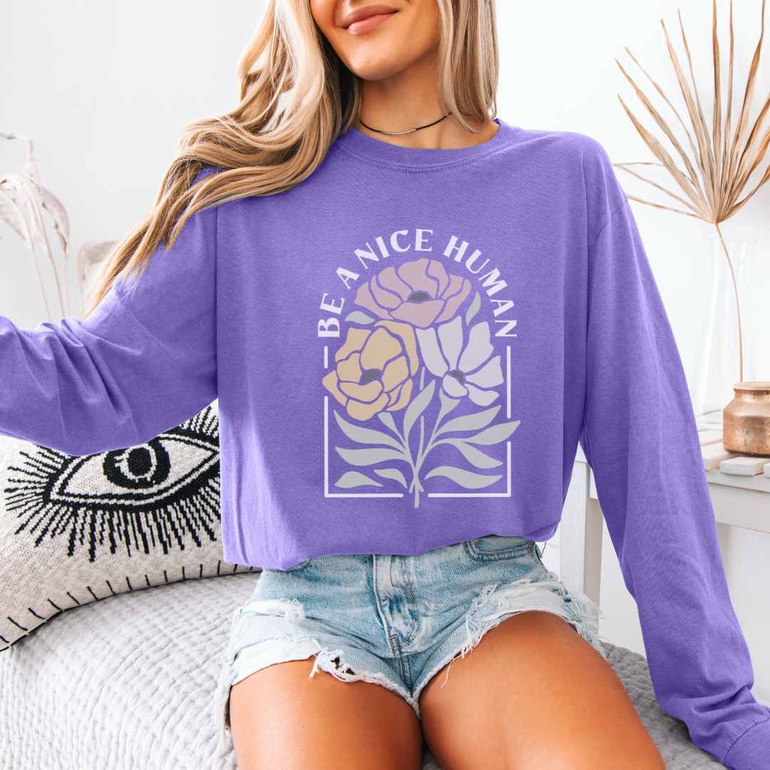Be A Nice Human - Comfort Colors Premium Long Sleeve T Shirt