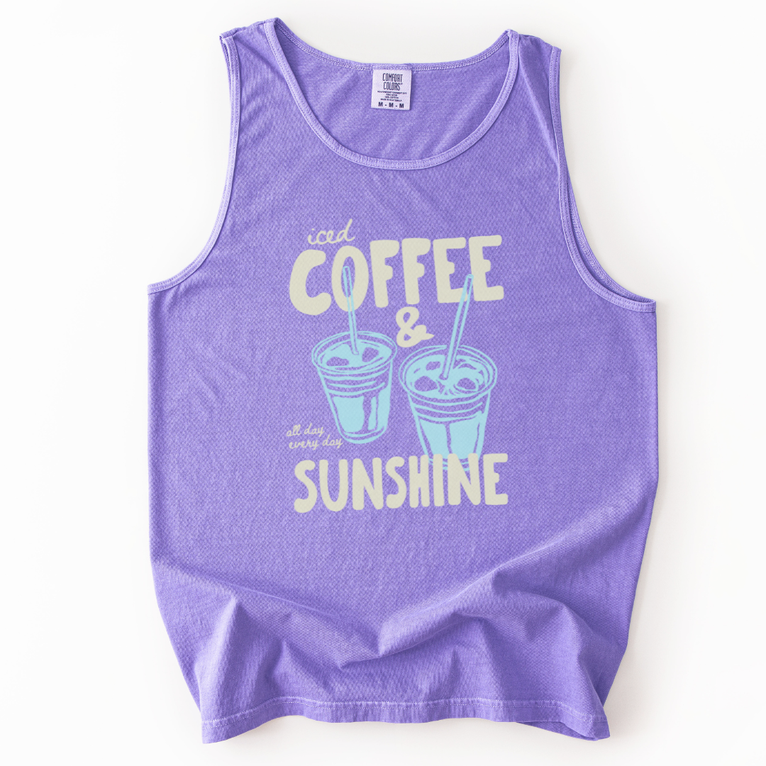 Iced Coffee & Sunshine- Comfort Colors Premium Tank Top