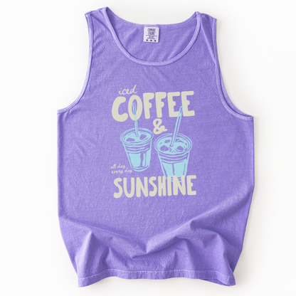 Iced Coffee & Sunshine- Comfort Colors Premium Tank Top
