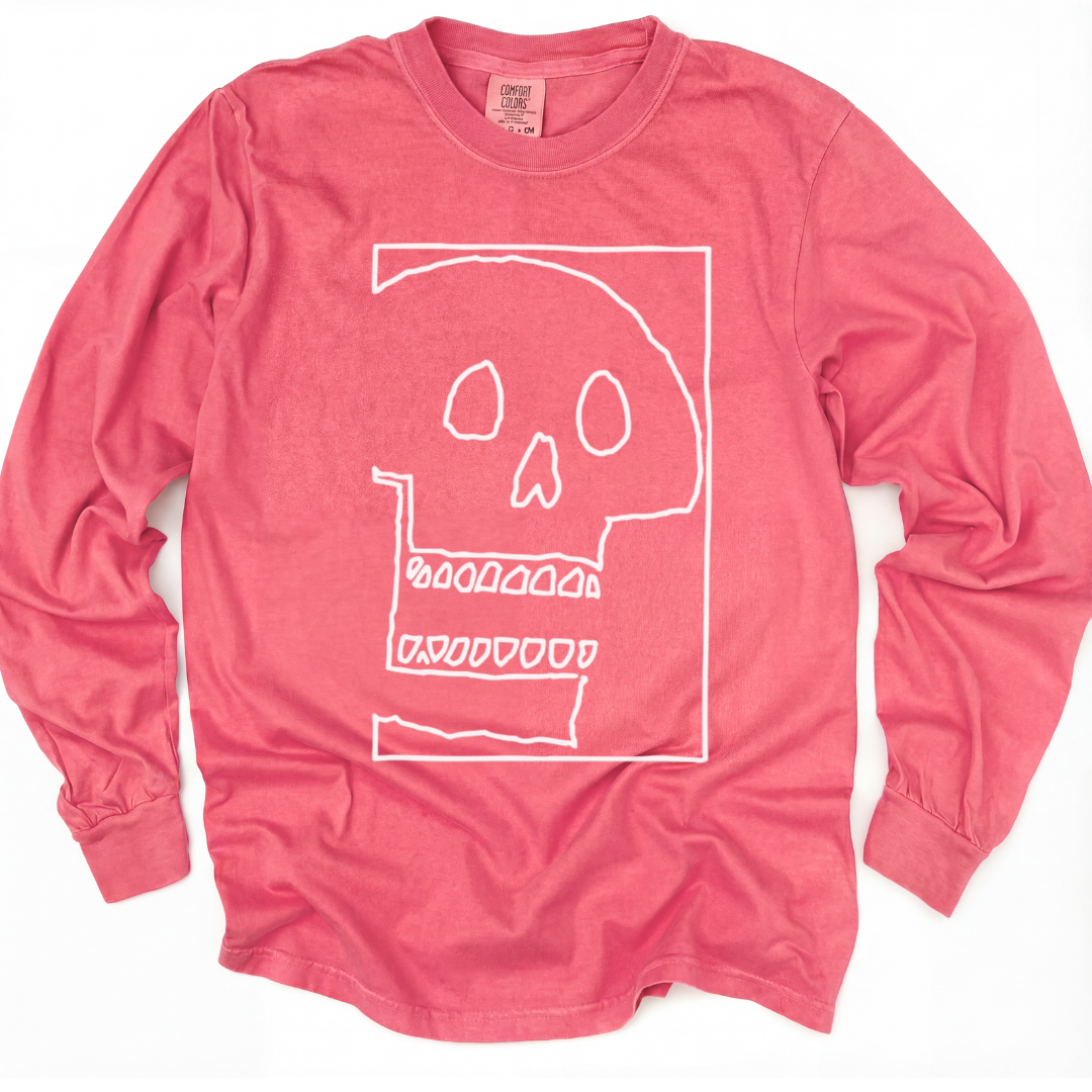 Skull Sketch - Comfort Colors Long Sleeve Premium T Shirt