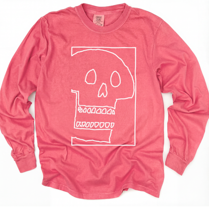 Skull Sketch - Comfort Colors Long Sleeve Premium T Shirt