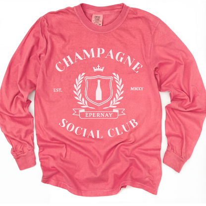 Champagne Social Club - Comfort Colors Long Sleeve Premium T Shirt
