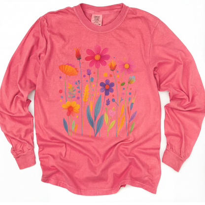 Vibrant Wildflower - Comfort Colors Long Sleeve Premium T Shirt