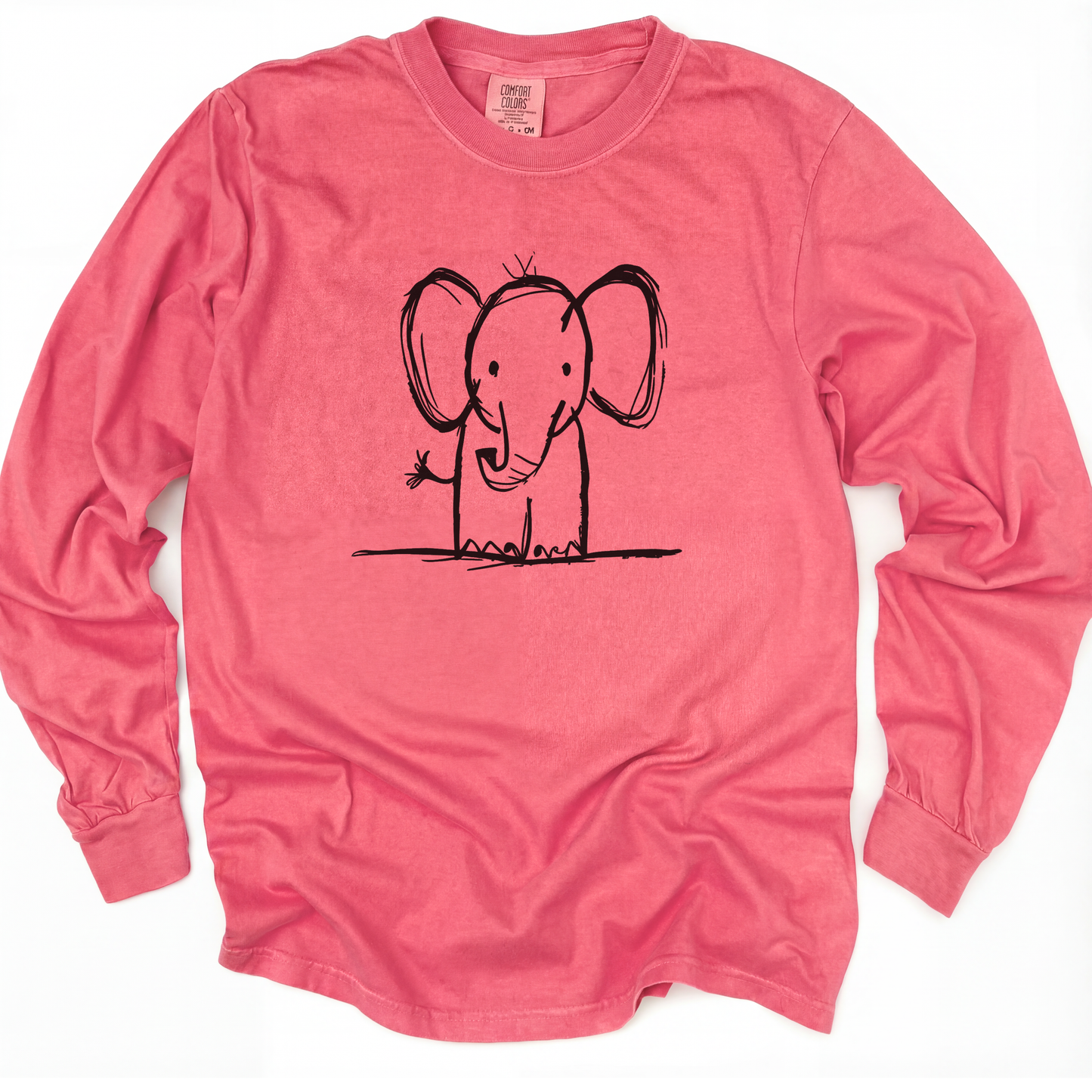 Elephant Sketch - Comfort Colors Long Sleeve Premium T Shirt