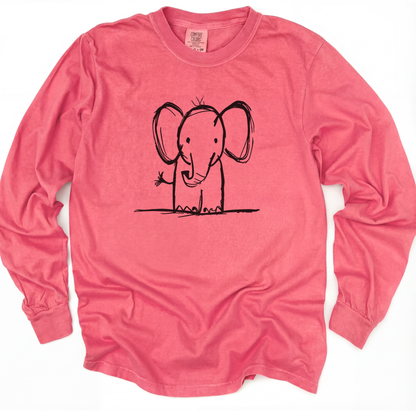 Elephant Sketch - Comfort Colors Long Sleeve Premium T Shirt