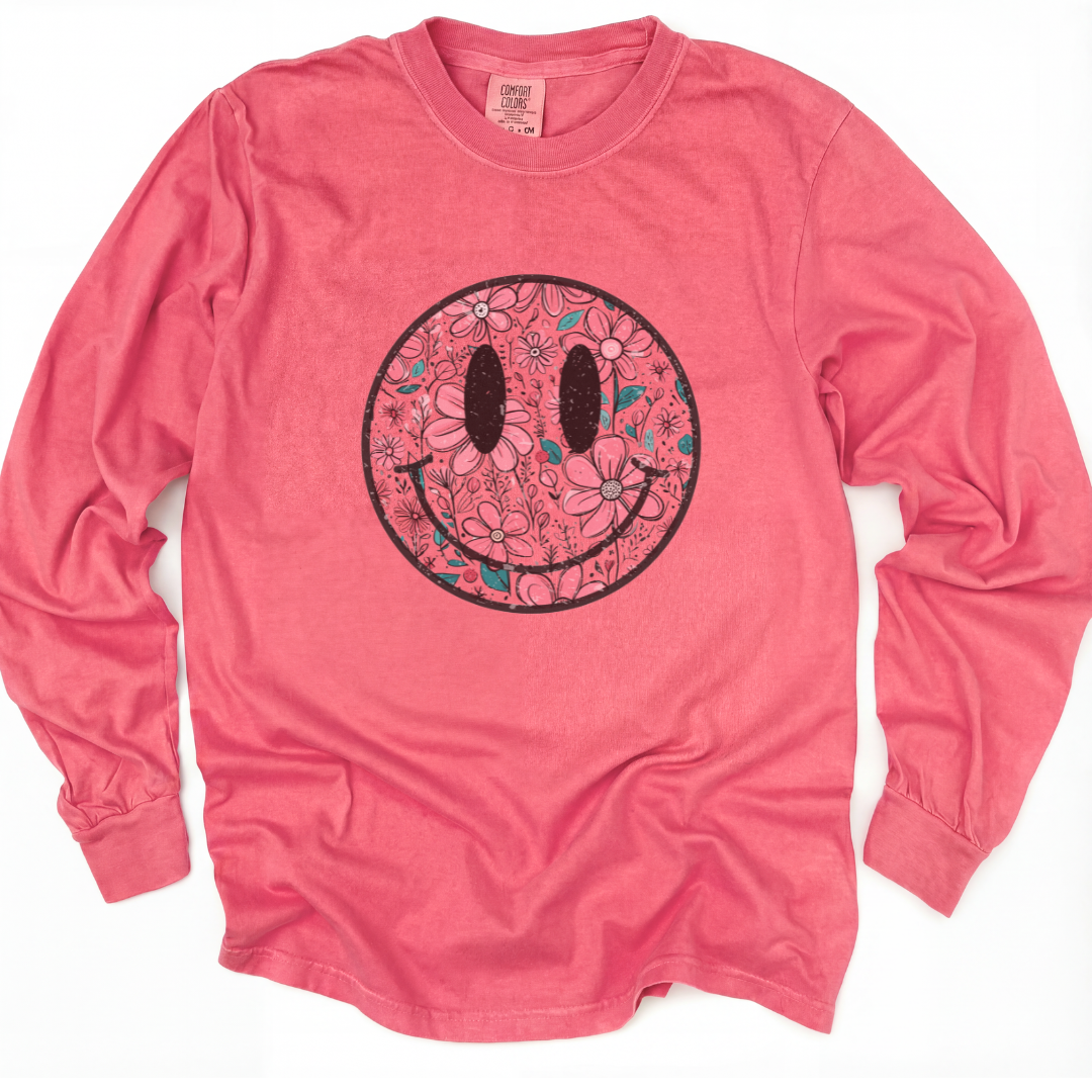 Flower Smile - Comfort Colors Long Sleeve Premium T Shirt