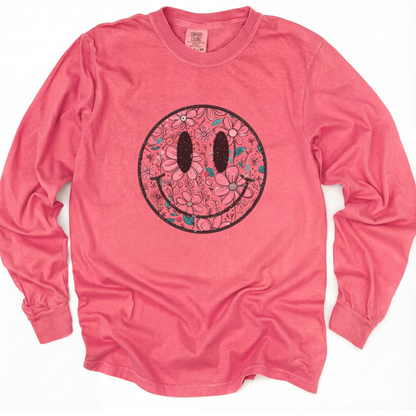 Flower Smile - Comfort Colors Long Sleeve Premium T Shirt