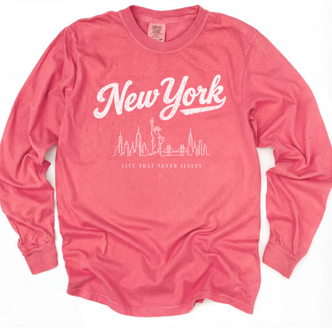 New York Skyline Doodle - Comfort Colors Long Sleeve Premium T Shirt