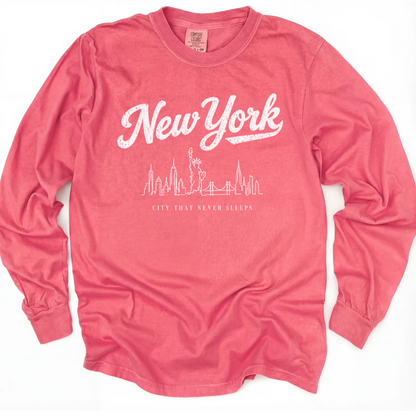 New York Skyline Doodle - Comfort Colors Long Sleeve Premium T Shirt