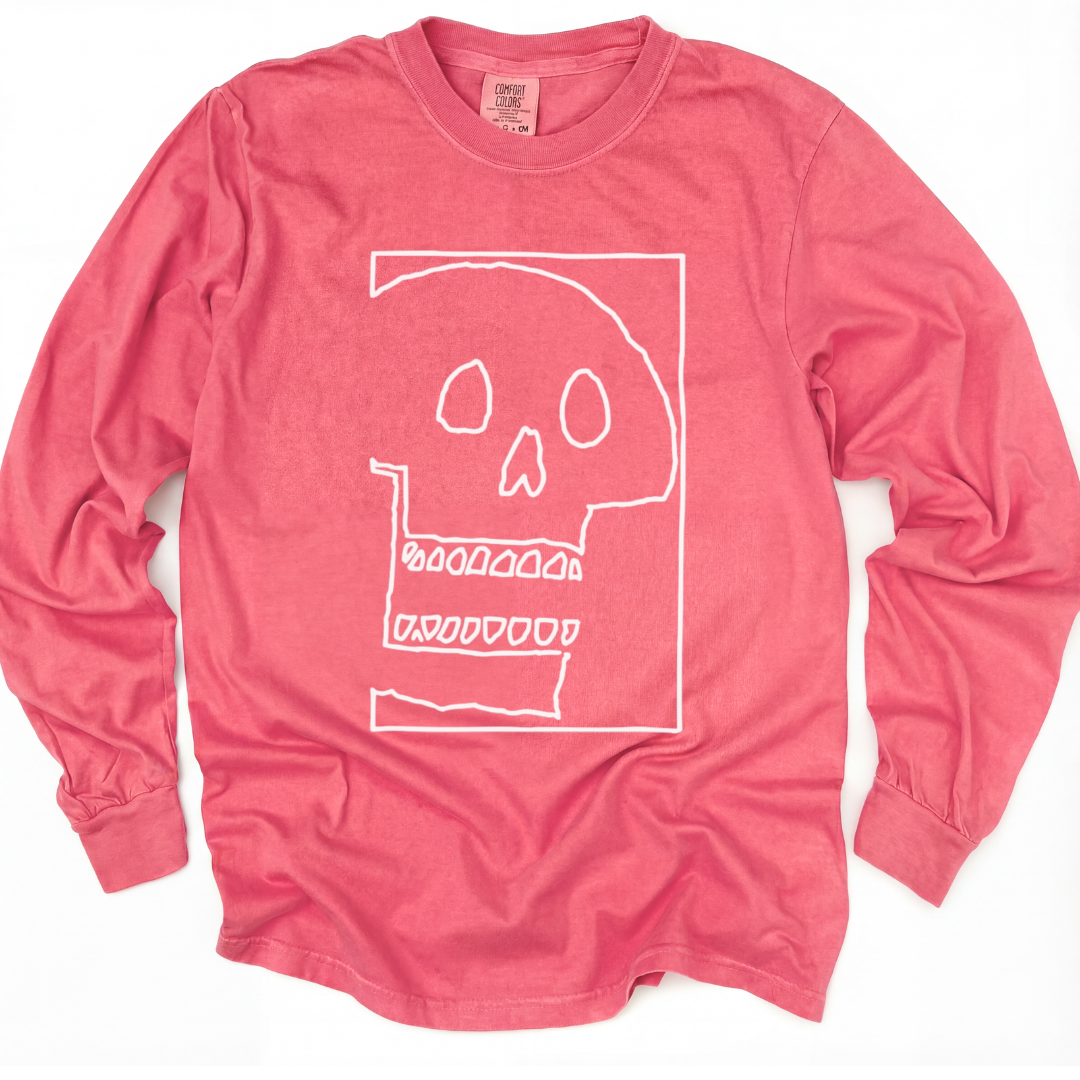 Skull Sketch - Comfort Colors Long Sleeve Premium T Shirt