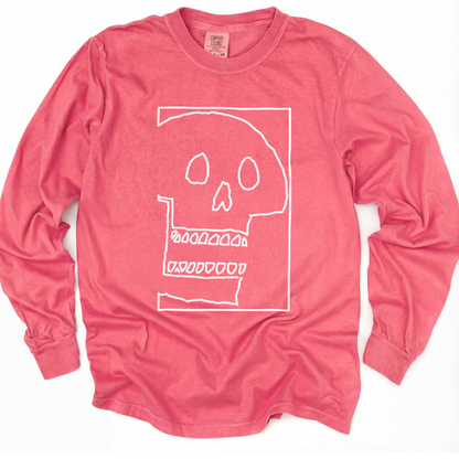 Skull Sketch - Comfort Colors Long Sleeve Premium T Shirt