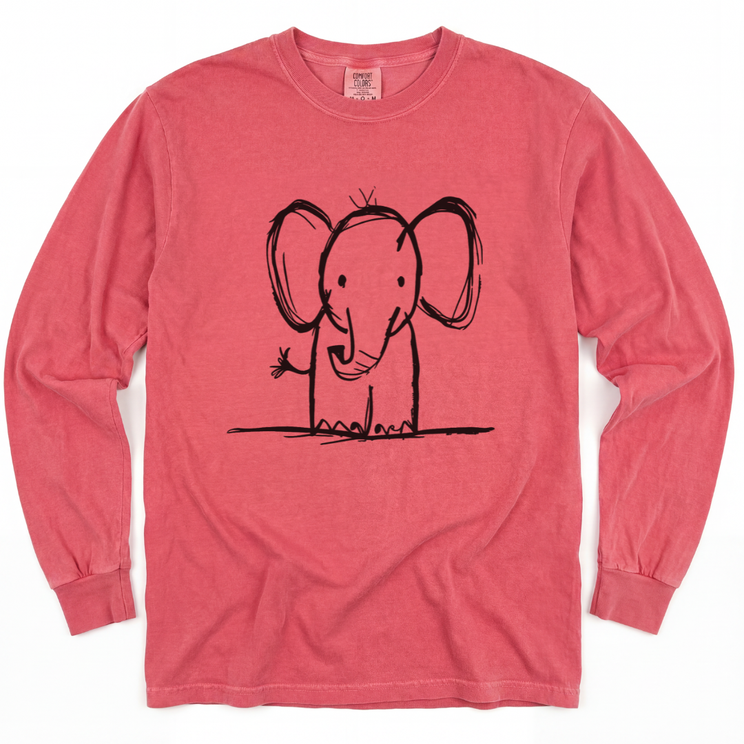 Elephant Sketch - Comfort Colors Long Sleeve Premium T Shirt