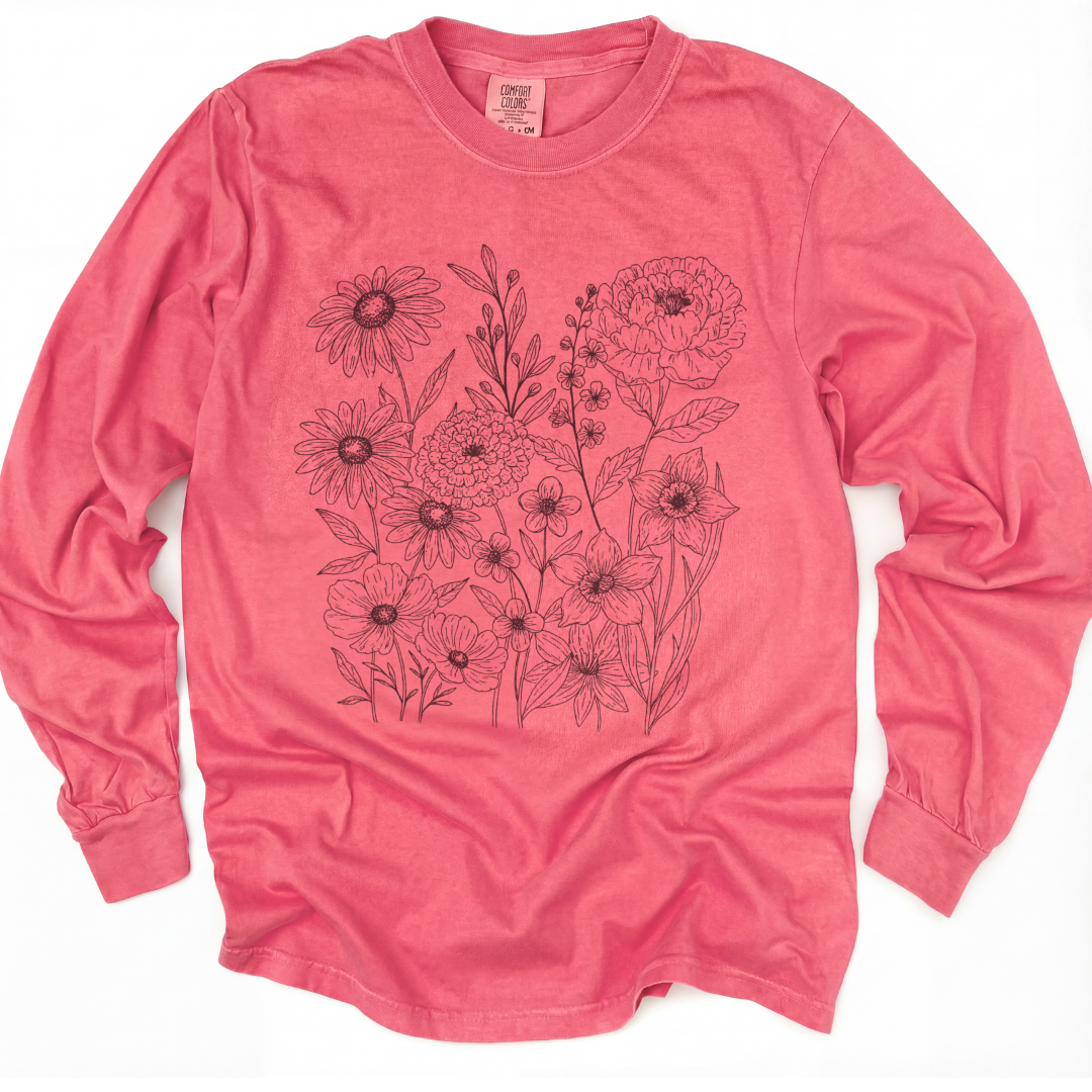 Petal Cartography - Comfort Colors Premium Long Sleeve T Shirt