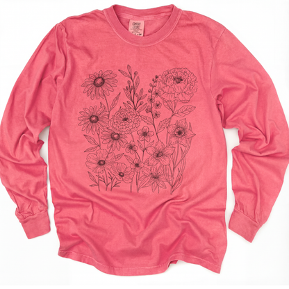 Petal Cartography - Comfort Colors Premium Long Sleeve T Shirt