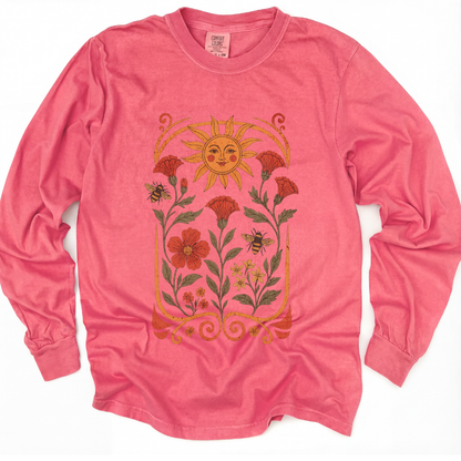Golden Floral - Comfort Colors Premium Long Sleeve T Shirt