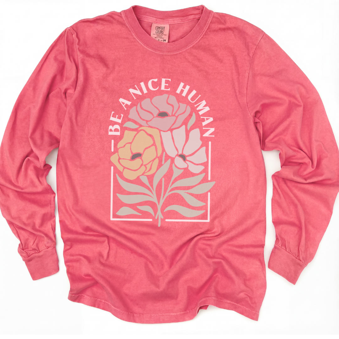 Be A Nice Human - Comfort Colors Premium Long Sleeve T Shirt