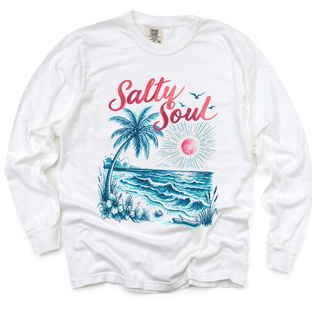 Salty Soul - Comfort Colors Long Sleeve Premium T Shirt