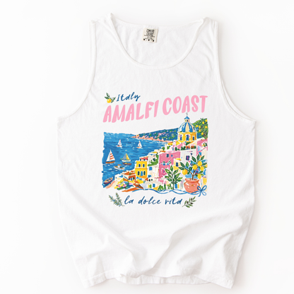Amalfi Coast Painting - Comfort Colors Premium Tank Top
