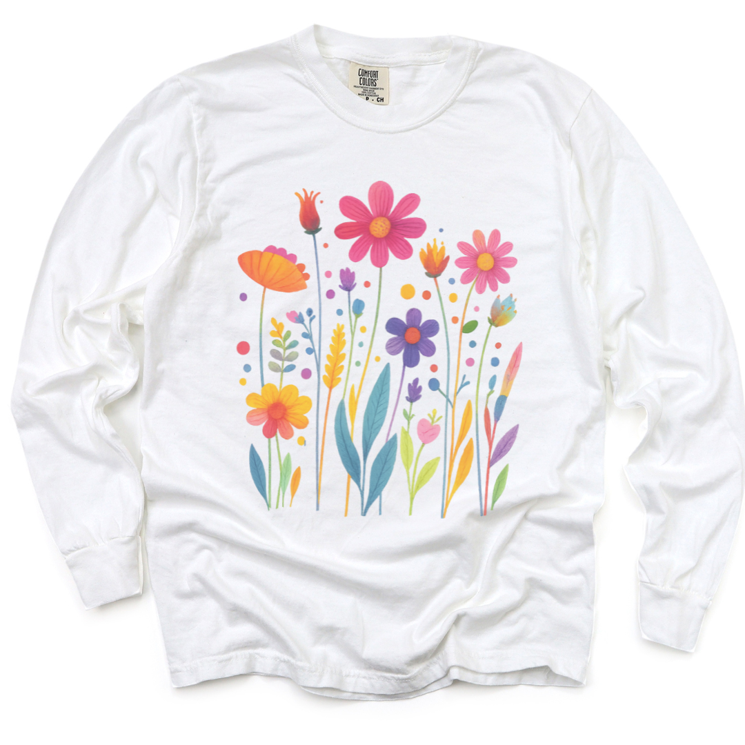 Vibrant Wildflower - Comfort Colors Long Sleeve Premium T Shirt