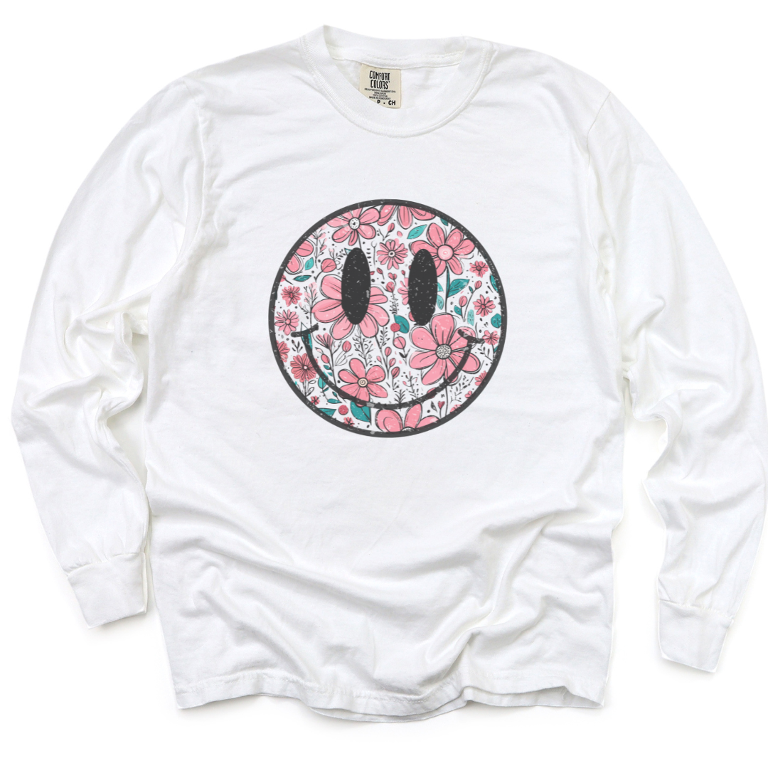 Flower Smile - Comfort Colors Long Sleeve Premium T Shirt