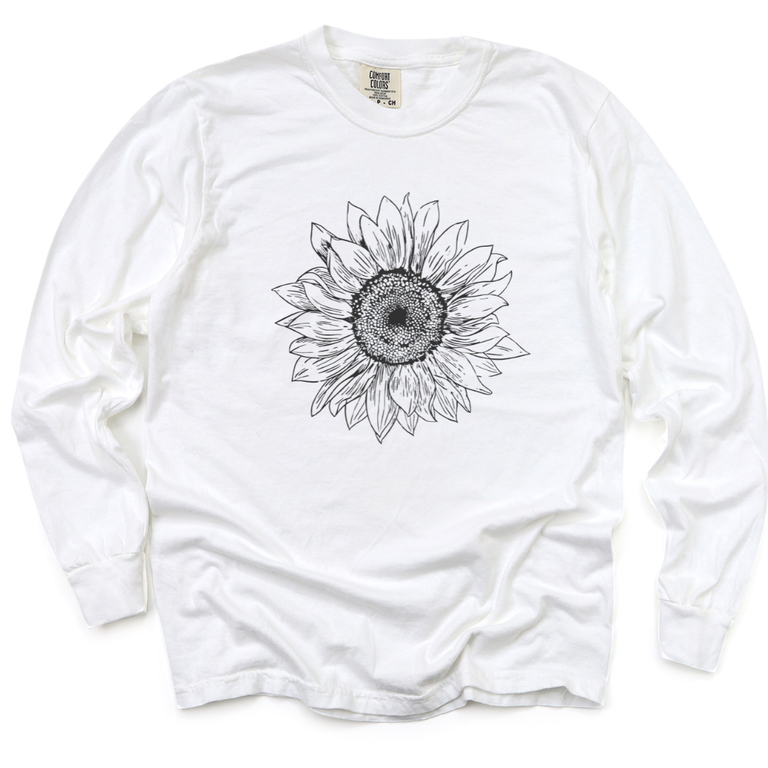 Graphite Sunflower - Comfort Colors Long Sleeve Premium T Shirt