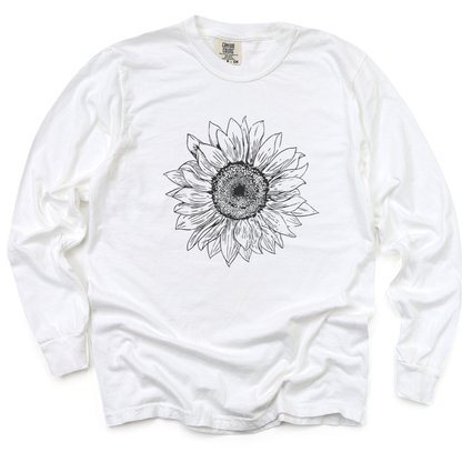 Graphite Sunflower - Comfort Colors Long Sleeve Premium T Shirt