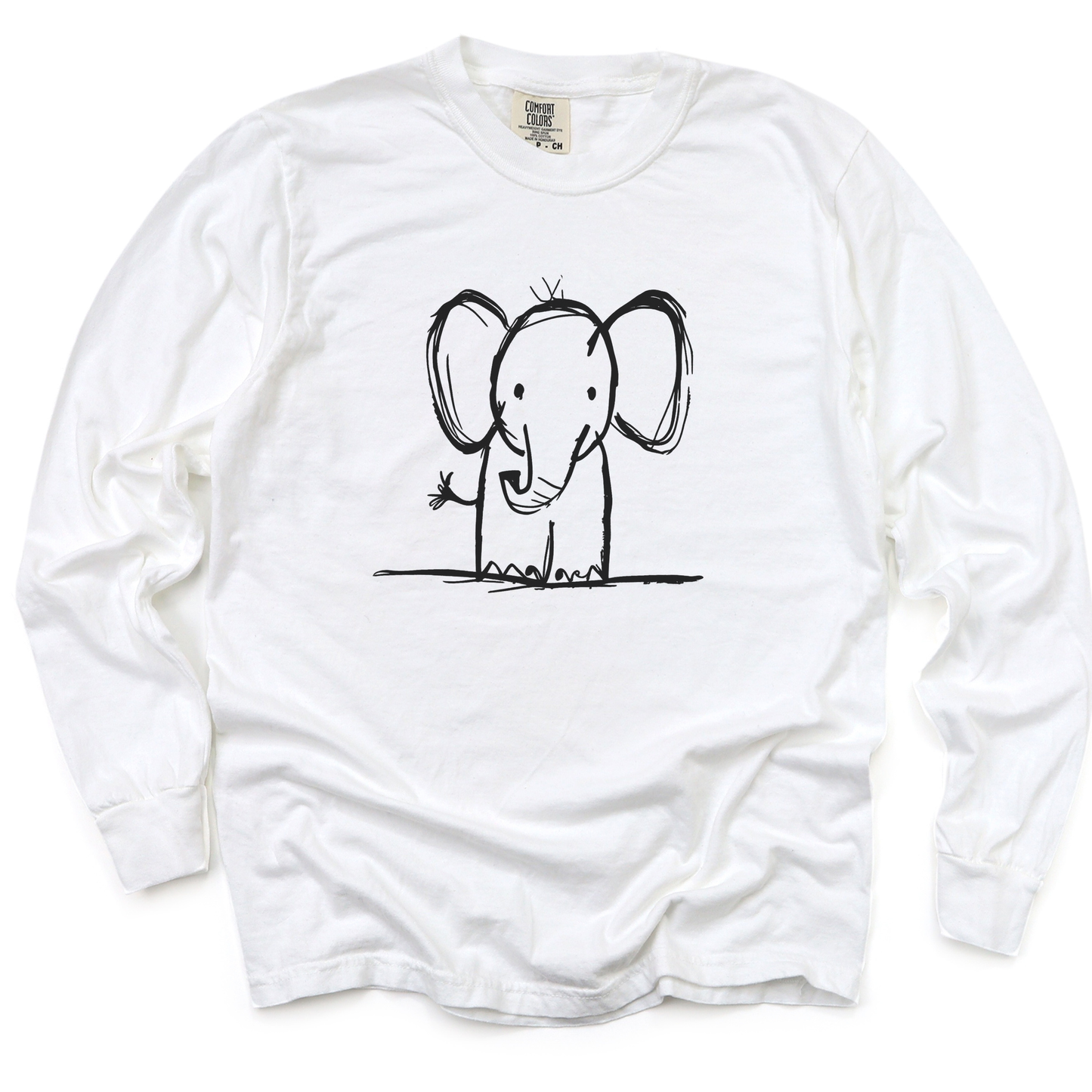 Elephant Sketch - Comfort Colors Long Sleeve Premium T Shirt
