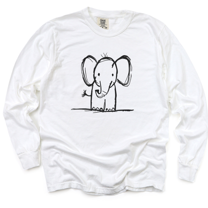 Elephant Sketch - Comfort Colors Long Sleeve Premium T Shirt