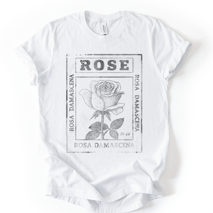 Rosa Damascena, Vintage Faded Print - Bella Canvas Super Soft T Shirt