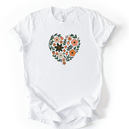 Flower Heart - Bella Canvas Super Soft Straight Cut T shirt