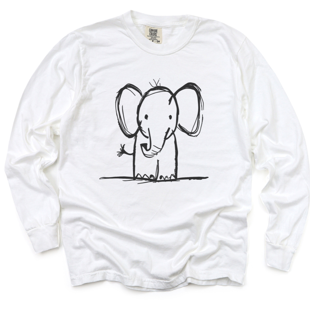 Elephant Sketch - Comfort Colors Long Sleeve Premium T Shirt